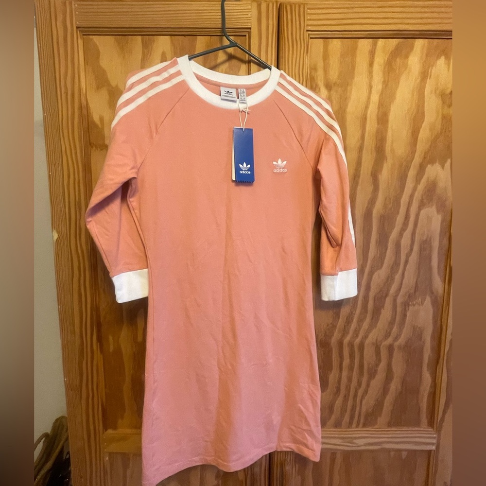 Rose pink adidas 3 strip dress.